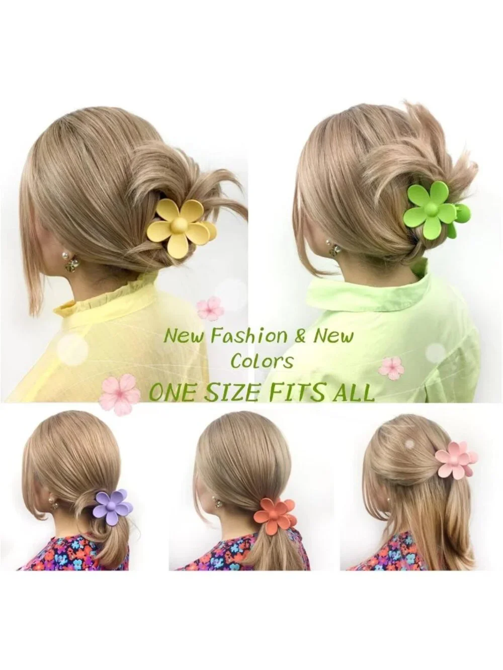 8PCS Flower Hair Clips - Large Claw Clips for Thick & Thin Hair, Strong Hold